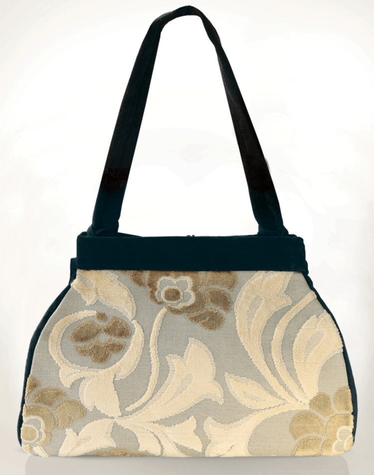 Dragonfly Medium Tote Bag Clotted Cream Velvet back - Julie London Design
