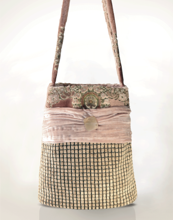 Hummingbird Handbag Pink Velvet front – Julie London Design