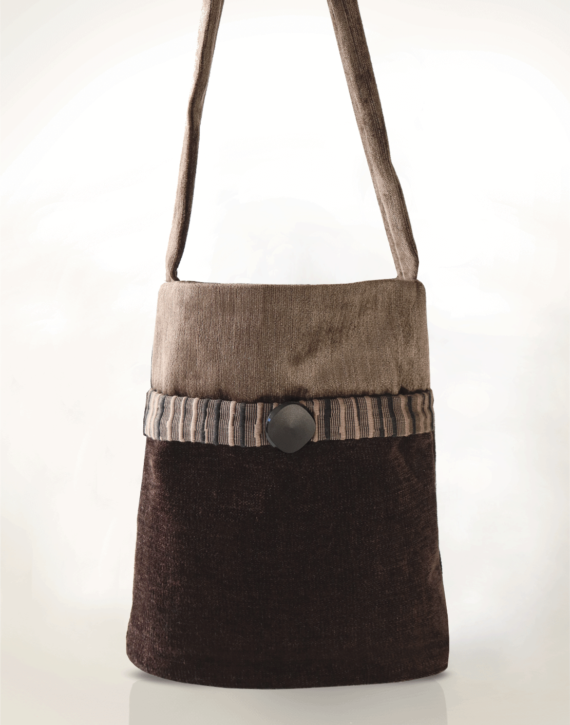 Hummingbird Handbag Chocolate Grey Velvet - Julie London Design