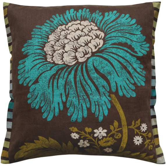 Stylish Bold Aqua Flower Silk Cushion front – Julie London Design Sydney front