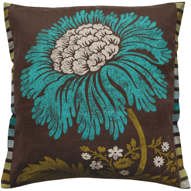 Stylish Bold Aqua Flower Silk Cushion front - Julie London Design Sydney front