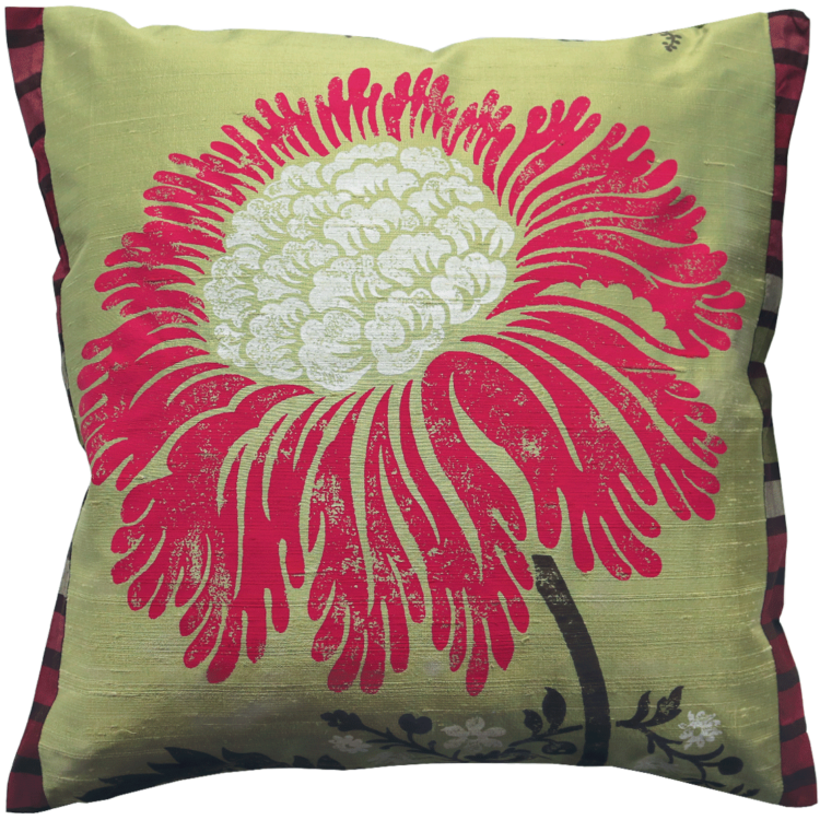 Stylish Bold Red Flower Silk Cushion front - Julie London Design Sydney front