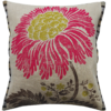 Stylish Bold Crimson Lime Flower Linen Cushion front - Julie London Design Sydney front