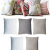Set of 5 Pink Floral Linen Cushions front - julie london