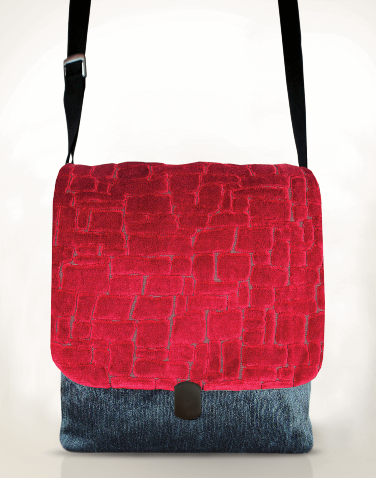 Courier Pigeon Satchel Bag Velvet Red front - Julie London Design
