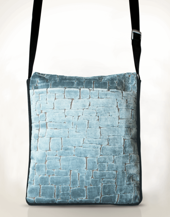 Courier Pigeon Satchel Bag Velvet Ice Blue back - Julie London Design