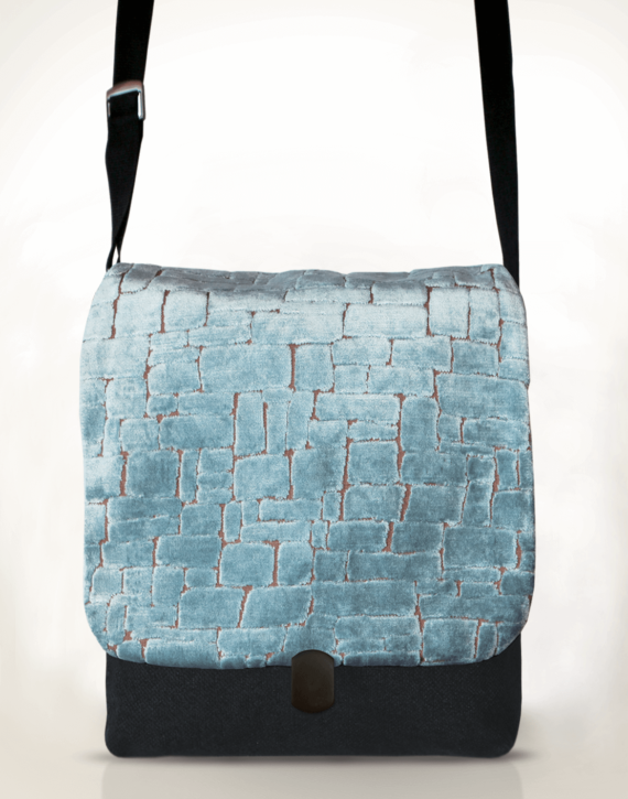 Courier Pigeon Satchel Bag Velvet Ice Blue front – Julie London Design