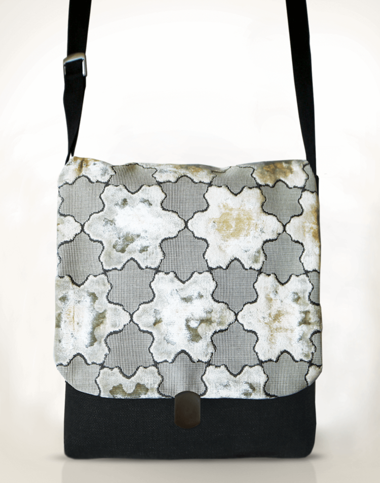 Courier Pigeon Satchel Bag - White Star Velvet front - Julie London Design