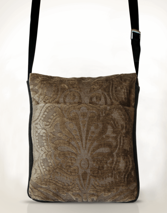 Courier Pigeon Satchel Bag Embossed Velvet back - Julie London Design