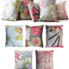 Set of 5 Pink Floral Linen Cushions front - julie london