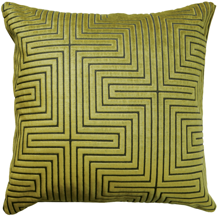 Art Deco style lemon lime velvet cushion front - julie london