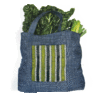 Re-usable Shopping Bag Green Striped Pocket front