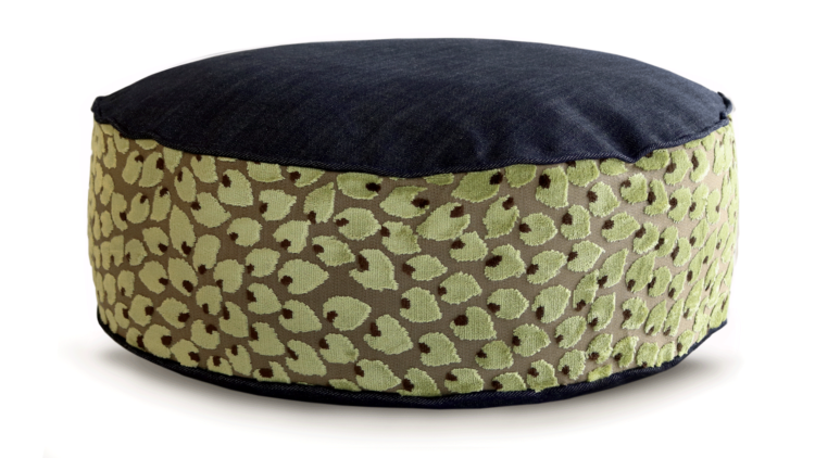 Small Dog Bed - Denim Top Velvet Leaf 2 - Julie London Design