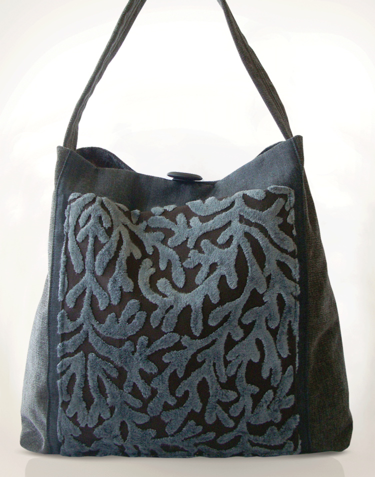 Mother Hen Large Tote Bag Blue Grey Coral front - Julie london Design
