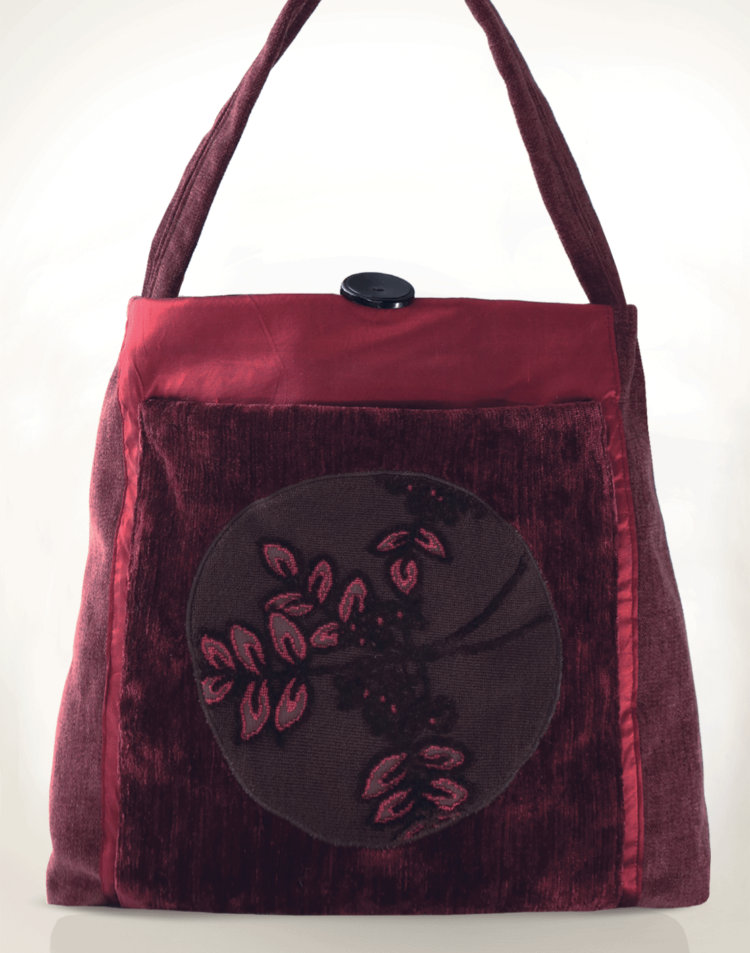 Mother Hen Large Tote Bag Floral Velvet front - Julie London Design