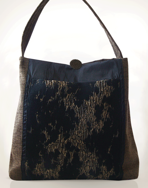 Mother Hen Large Tote Bag Black Gold front – Julie london design