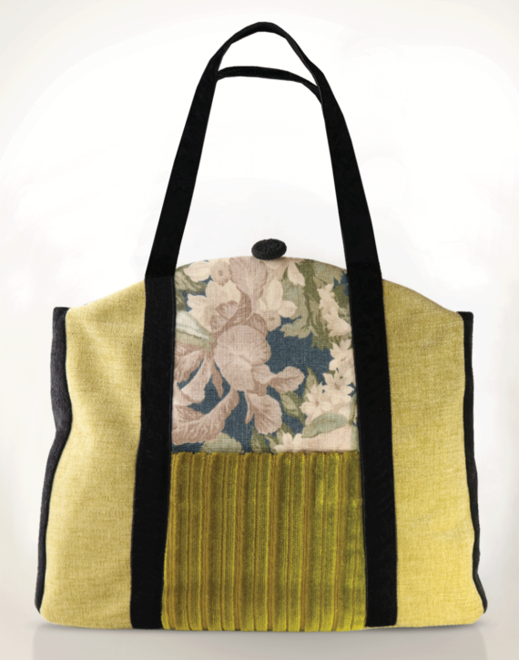 Butterfly handbag – olive blue lemon front – Julie London Design