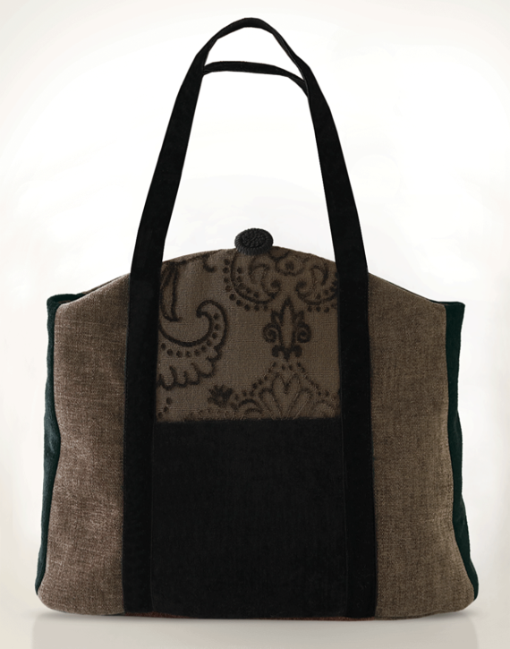 Butterfly Velvet Tote Handbag Grey Black front – Julie London Design