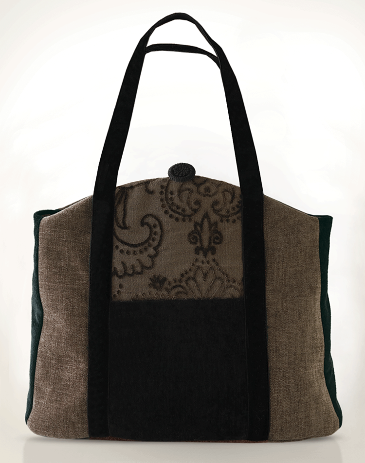 Butterfly Velvet Tote Handbag Grey Black front - Julie London Design
